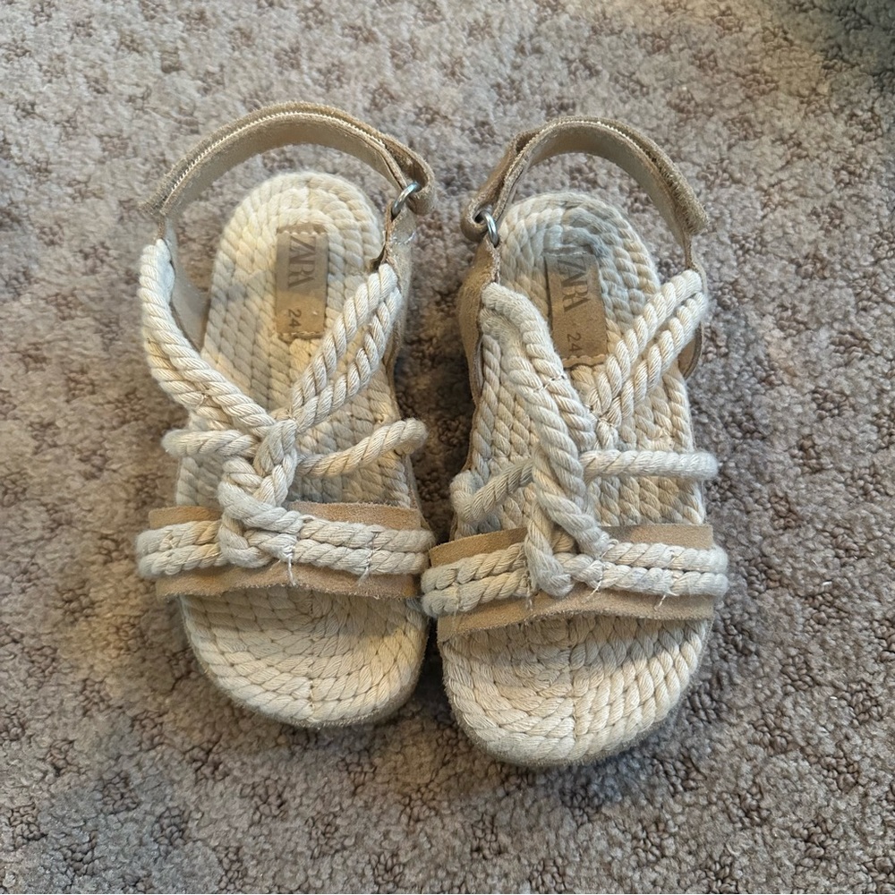 Zara Leather Cord Sandals Girls 8 / 24